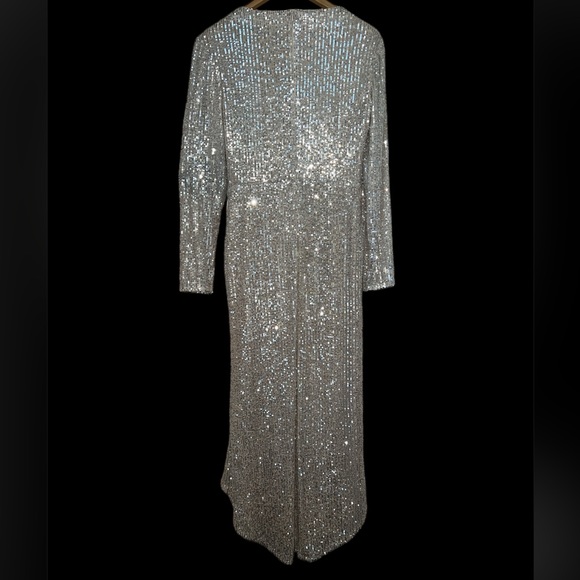 👗 NWT! Mac Duggal Sequin Knotted Hi Low Dress - Picture 5 of 11